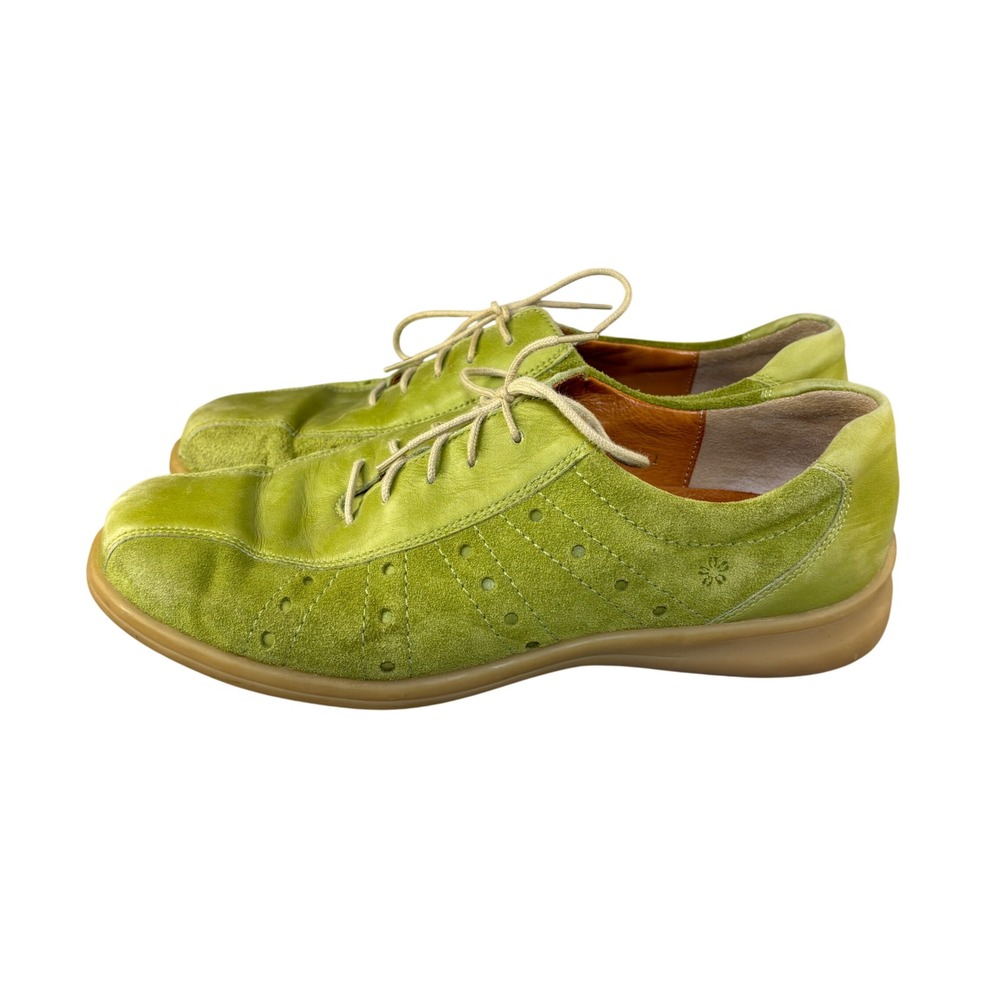 Ganter Vario Lime Green Leather Suede Lace Up Comfort Shoes Mens 6 G Germany